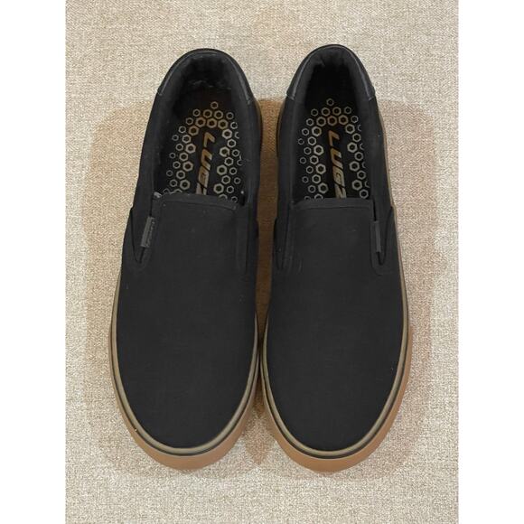 Lugz Mens Clipper Classic Slip-On Fashion Sneaker | Black/Gum Size 7W - Picture 4 of 7